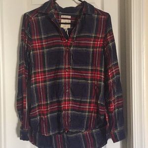 New American Eagle flannel XS navy and red plaid